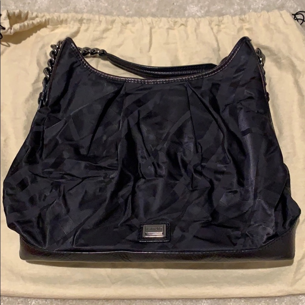Gently used Burberry black leather/canvas purse